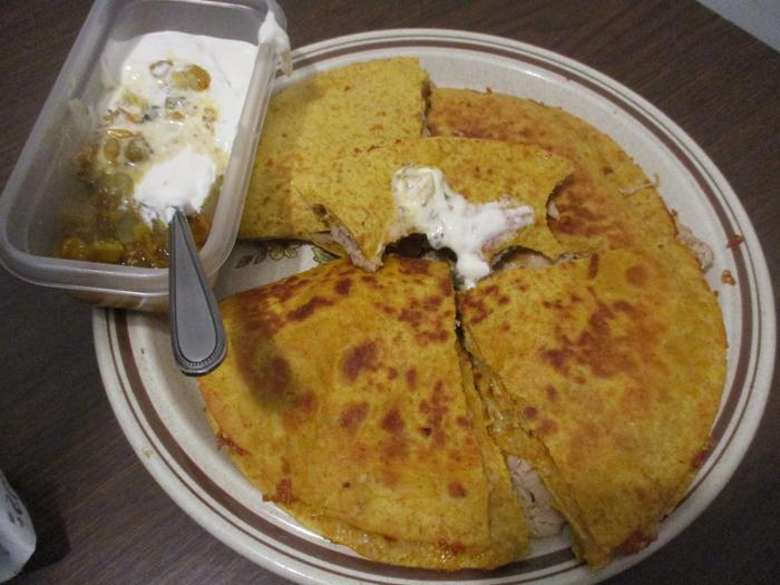 quesadilla with canned chicken/jalapeno