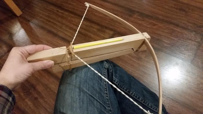 hand made wooden crossbow