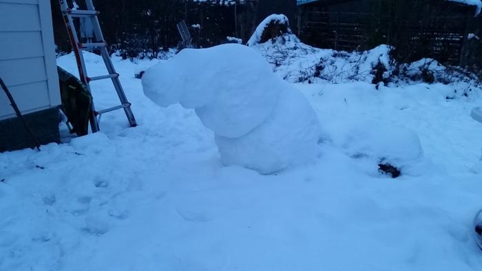 Snowman defying gravity