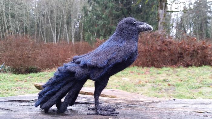 needle-felted raven