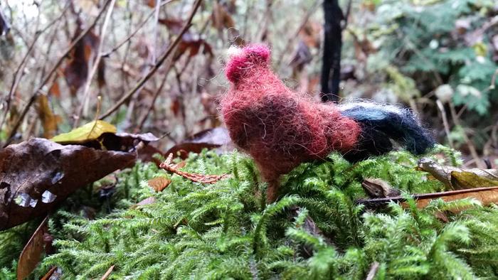 needle-felted Rhode Island red rooster