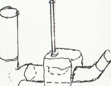 Deep pulser pump underground trompe part (the plastic can was a fairly thick formaldehyde can).