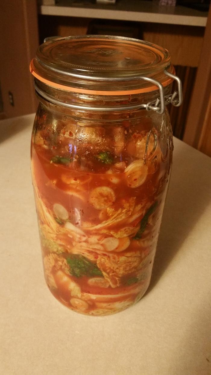 I also eat a large quantity of Kimchi which I keep fermenting on a regular basis on my counter
