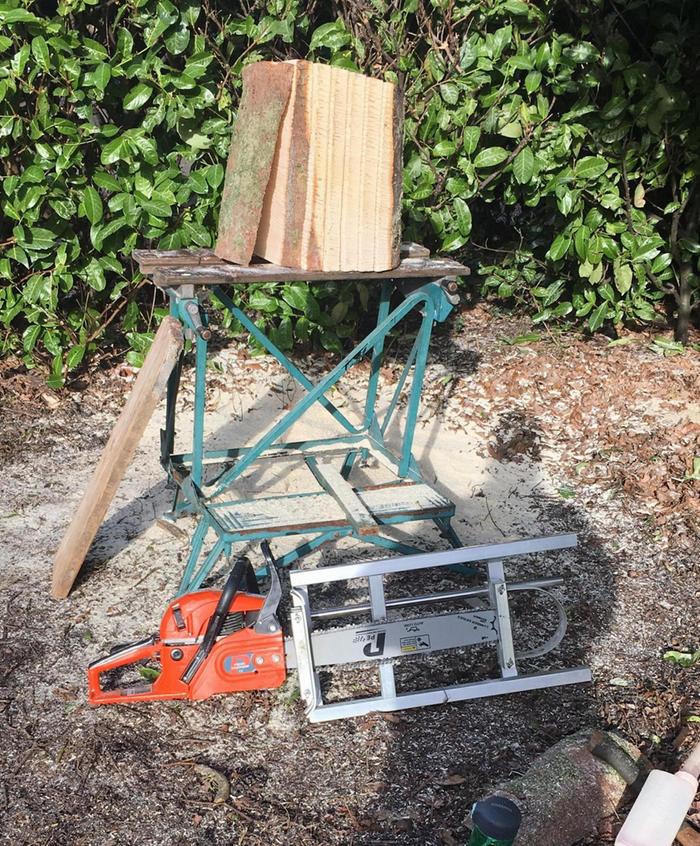 chunk slabbed within three weeks into slices using 'alaskan mill' attachment