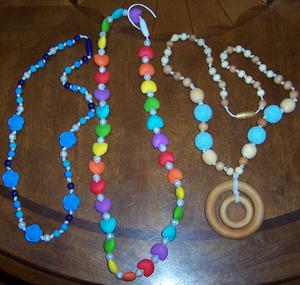 silicone and wooden teething necklaces