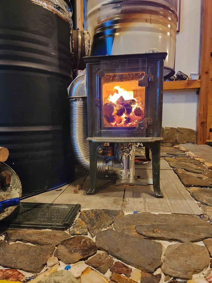 batch box rocket stove with an outdoor air input