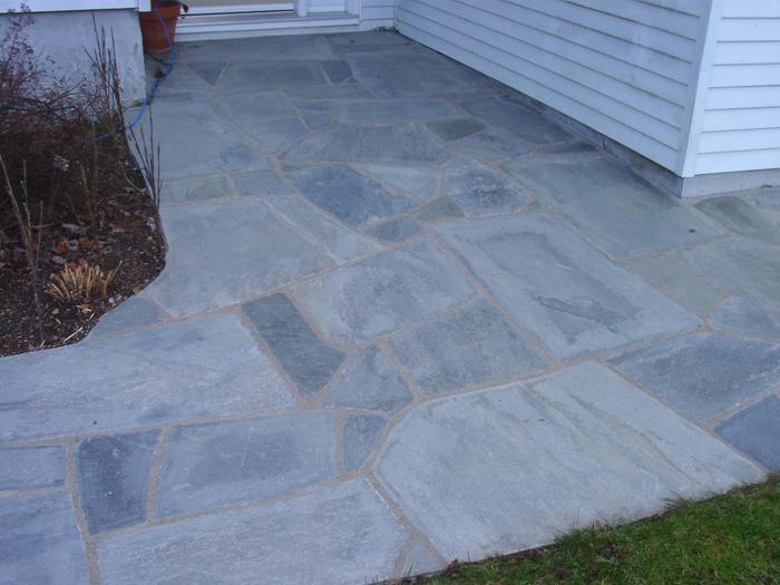 slate walkway/patio/curving /sloping