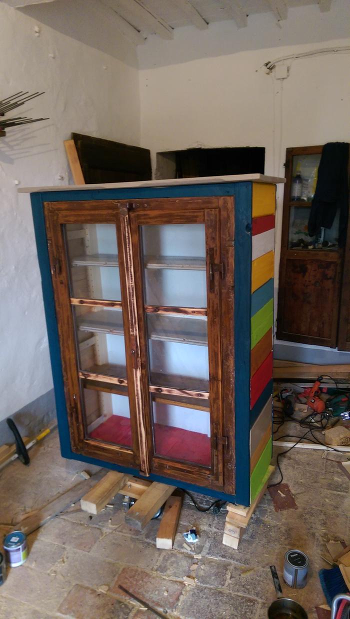 made from pallets and an old window