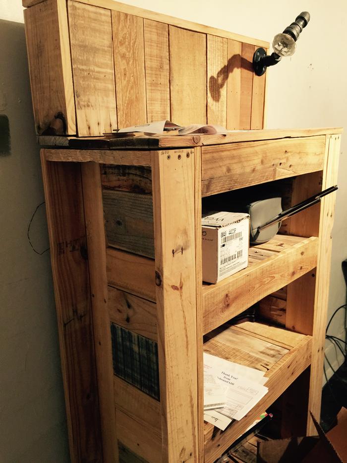 shelf unit made from pallet wood