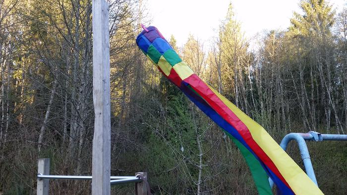 Windsock held on with Extreme Clothespins