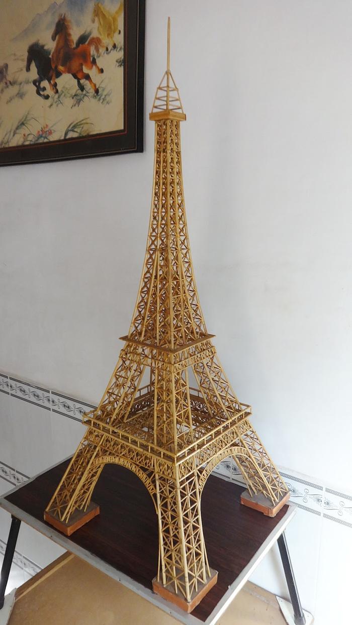 Eiffel Tower that was made entirely from the bamboo toothpicks