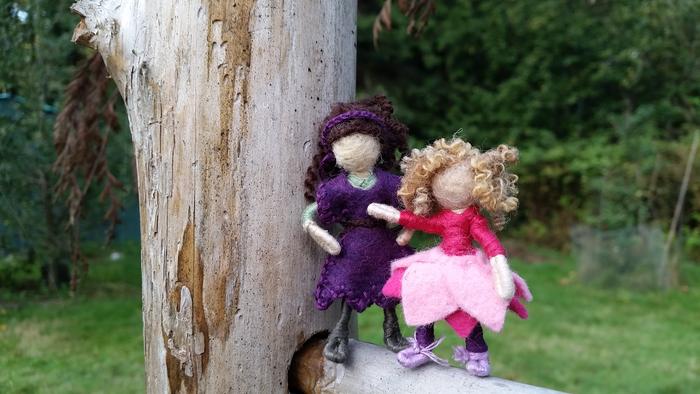 mother-daughter pink and purple waldorf dolls