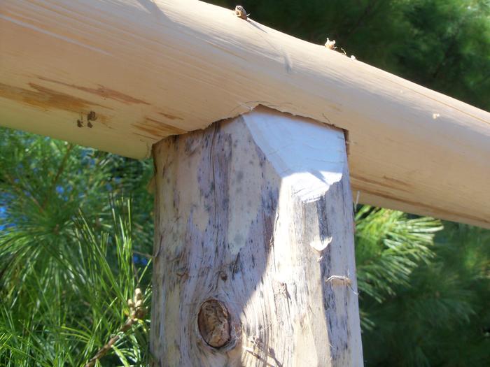 Creative joint to keep water off top of post