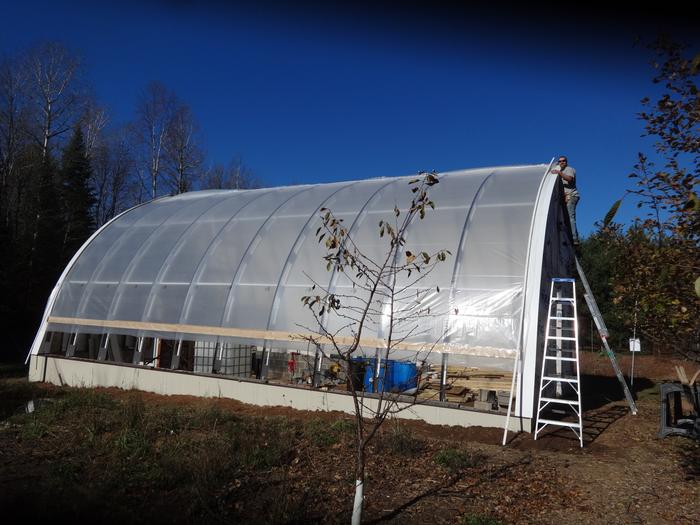 First layer of glazing is on! Judging by the color of the leaves it was just in the nick of time