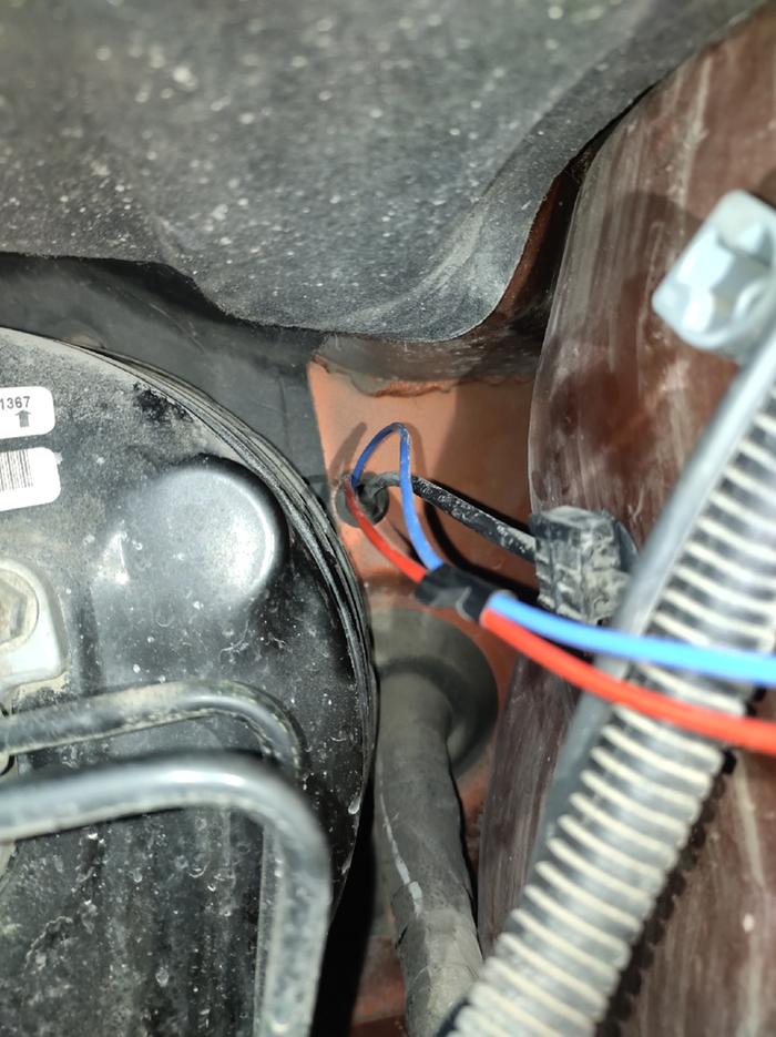 Wires coming through into the engine bay