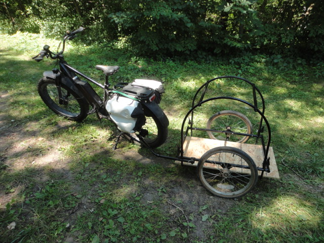 Photo of the bike and trailer together.