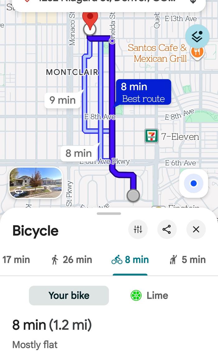 The distance, about a mile (1.2 mi)