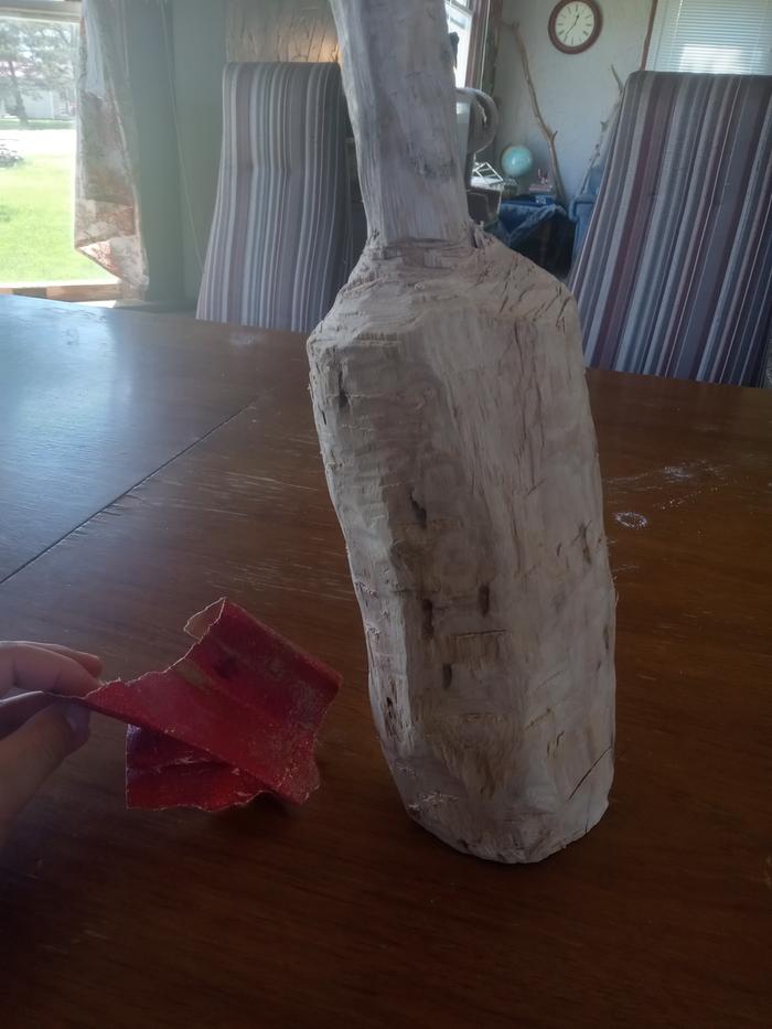 sanding the handle a bit to make it comfortable 