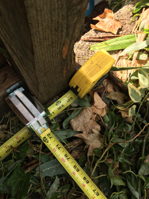 Close up of tape measure showing the area is 6-ft by ~9-ft