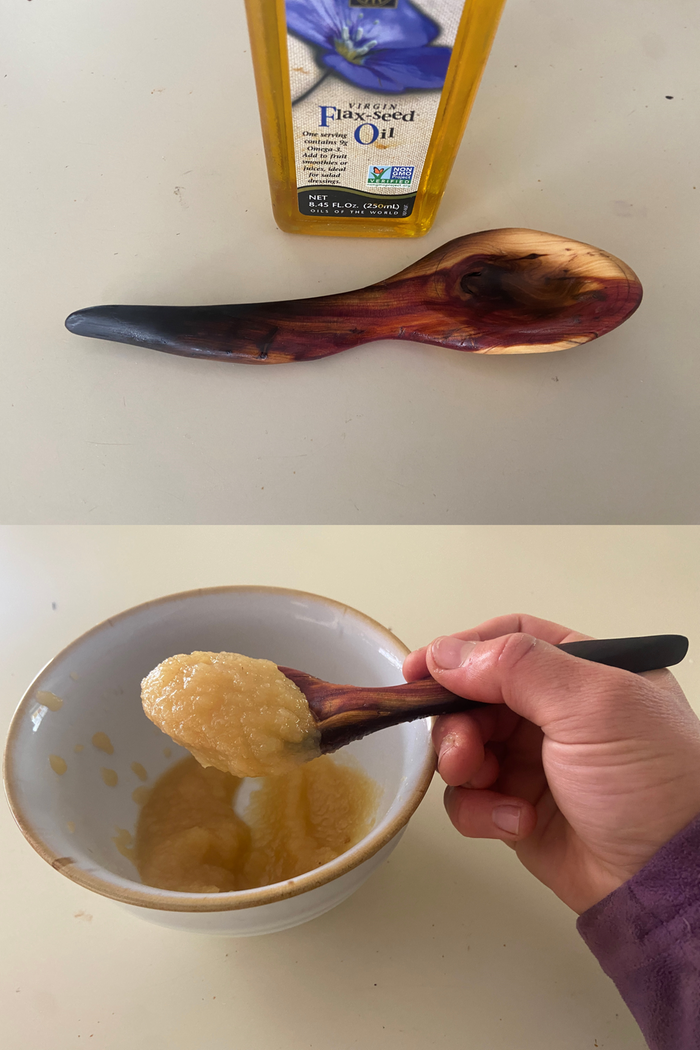 Finished spoon in use