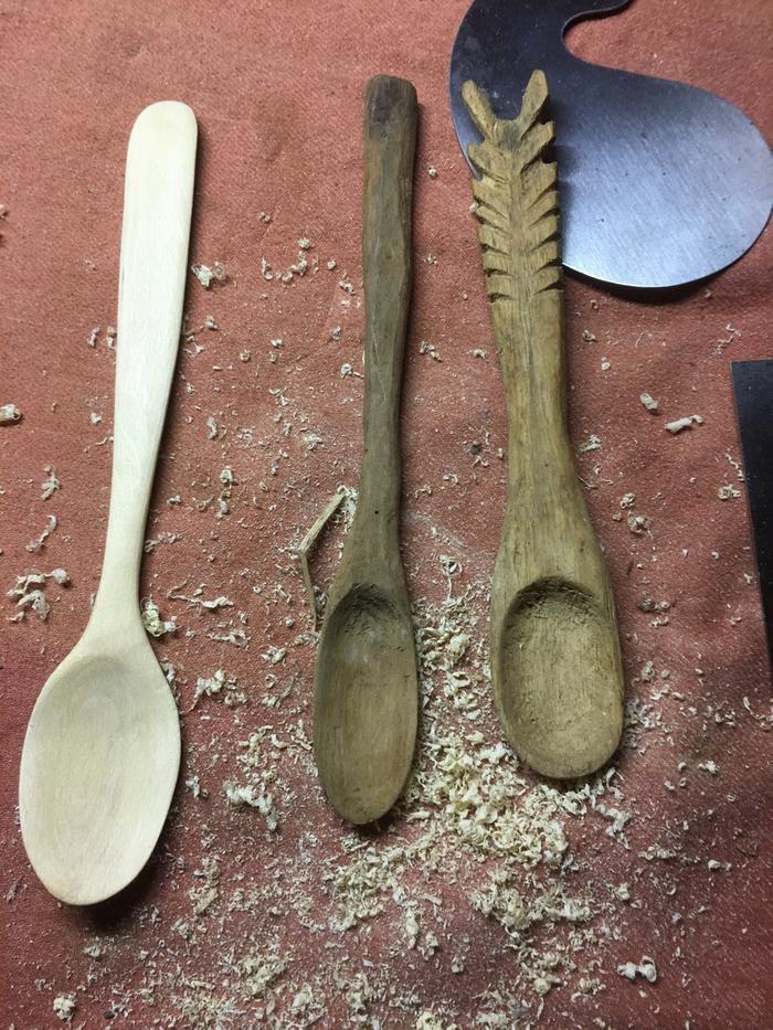 with some early spoons I've saved for teaching aids, carved 15-20 years ago