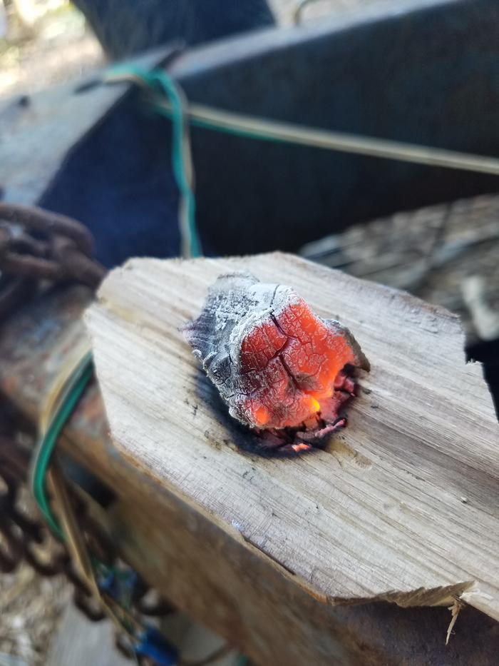 used channel locks to handle the coals