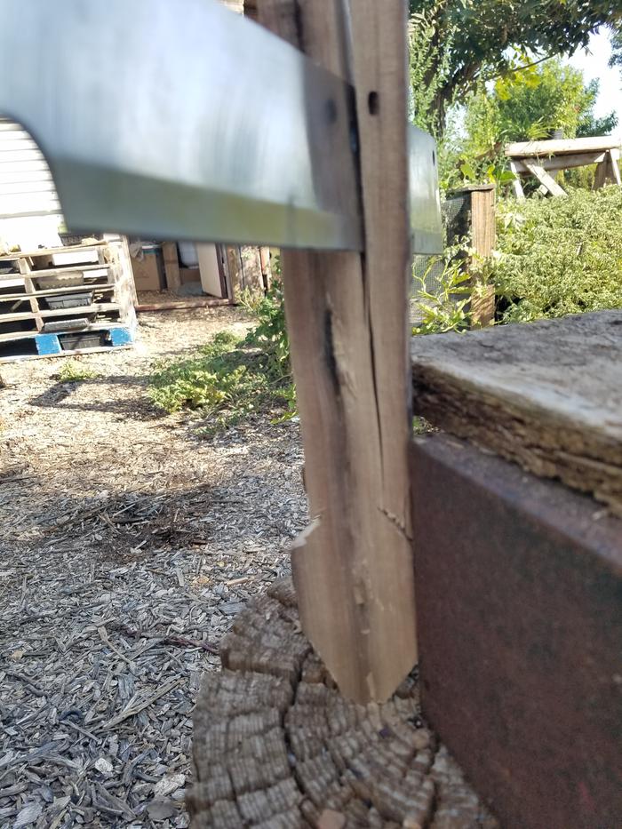 machete and hammer to split along and existing split