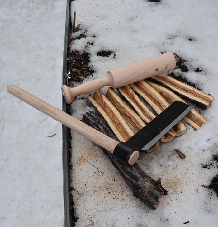 Split with the froe. The bigger piece may see an attempt at a ladle