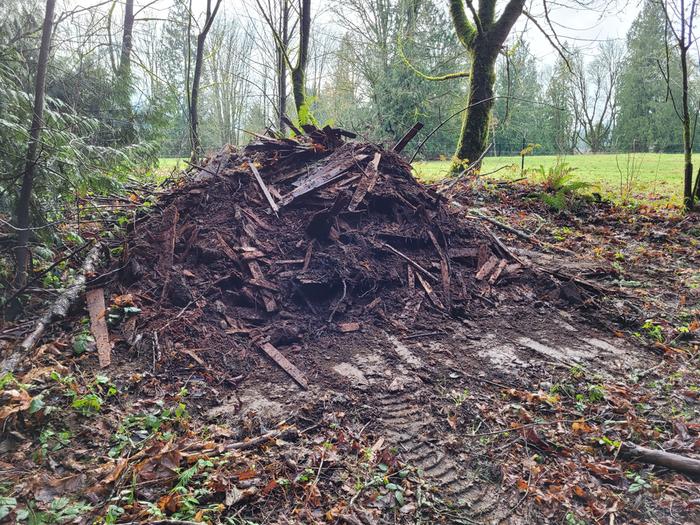 Pile of material before moving.