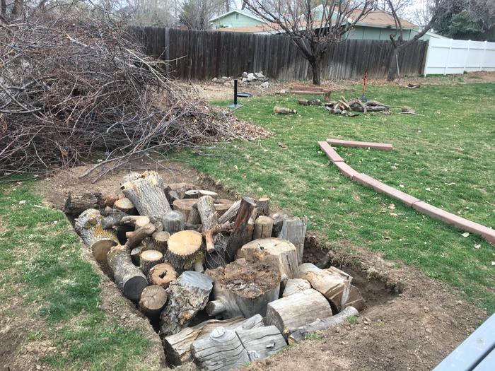 Second trench with logs 