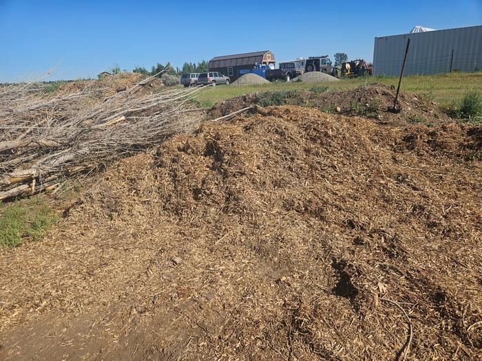 Wood chips pile after 5 scoops