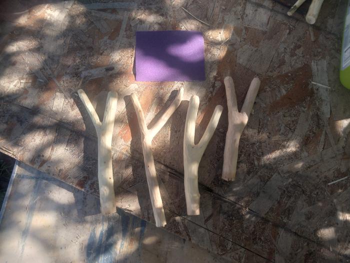 barked pieces with sandpaper for smoothing